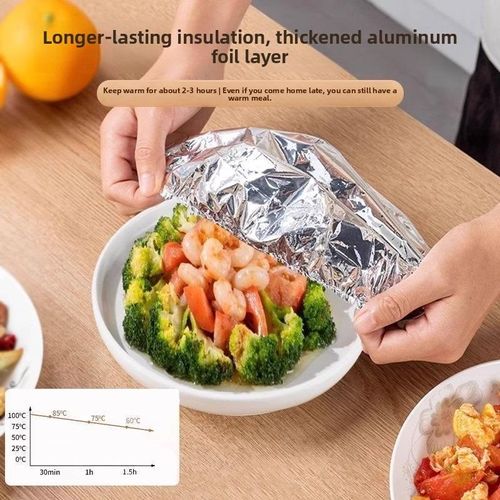 100PCS Disposable Aluminum Foil Food Covers, Kitchenware Cookware Accessory for Home Dining Table Food Containers, High-Quality Heat Retention and Freshness Preservation