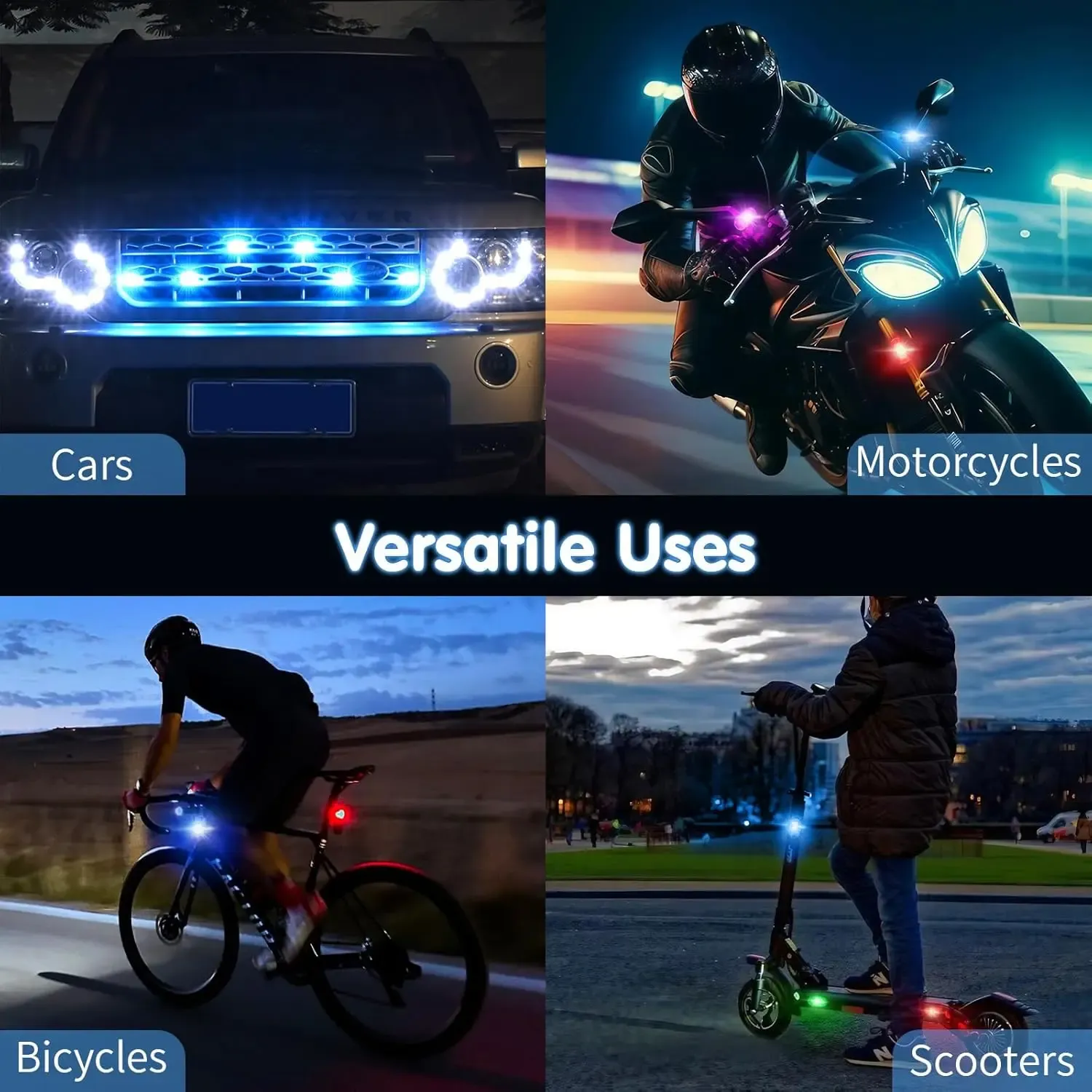 6pcs RGB Led Aircraft Strobe Light Remote Wireless Motorcycle Flash Light Warning Lights for Bike Car Multifunctional