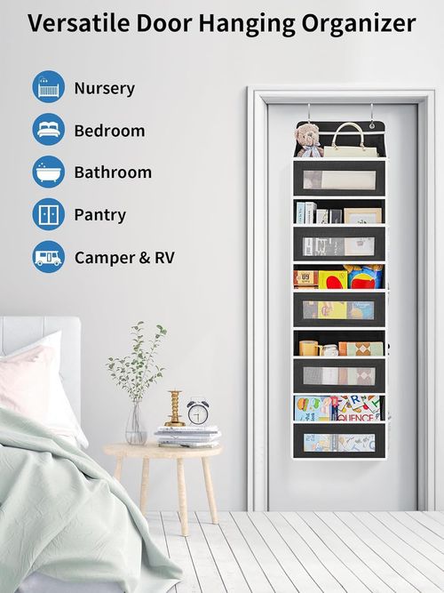 Over The Door Organizer Storage 6 Tier Hanging Organizer with 6 Large Pockets Clear Mesh Side Pockets Anti Tilt Design 44 lb Capacity Space Saver for Bedroom Bathroom Kitchen Pantry Food Storage, SummerWins  DealsForYouDays