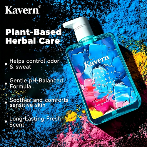 Kavern Men's Private Care Set - Plant-based body care with balanced pH, gentle formula, fragrant scent, effectively reduces body odor, soothes itching, and provides long-lasting freshness. Essential item for any man.