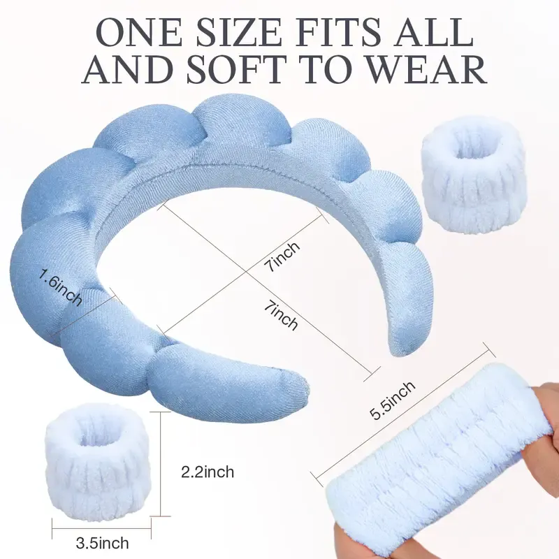 Fashionable women and girls' detachable hair bands H and wristbands, suitable for washing face, bathing, makeup and fixing hairstyles. Ladies' hair bands, elastic wristbands, hair clips.