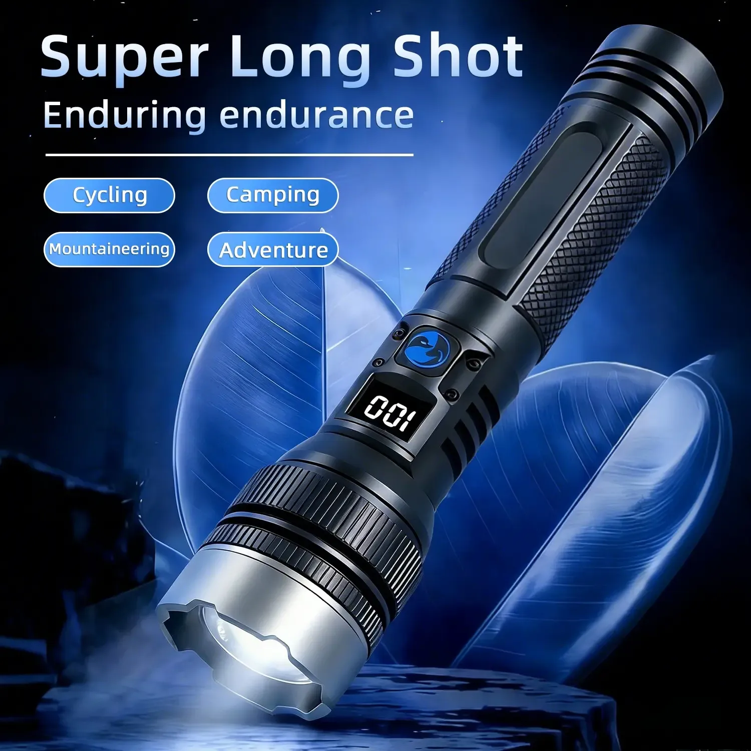 2-in-1 Strong Flashlight (Power Bank), Digital display ofpower, Rechargeable, Zoomable,, X4Waterproof,Adjustable Brightness Flash Light for Outdoor, Emergency,Camping Accessories, Black tiktokshopsummersale outdoorfun