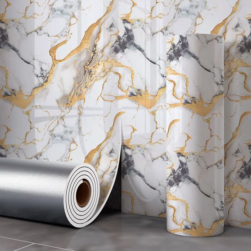 Tearable Waterproof Self-Adhesive Vinyl Wallpaper Film for Kitchen & Bathroom Countertops Easy to Clean Durable Heat-Resistant