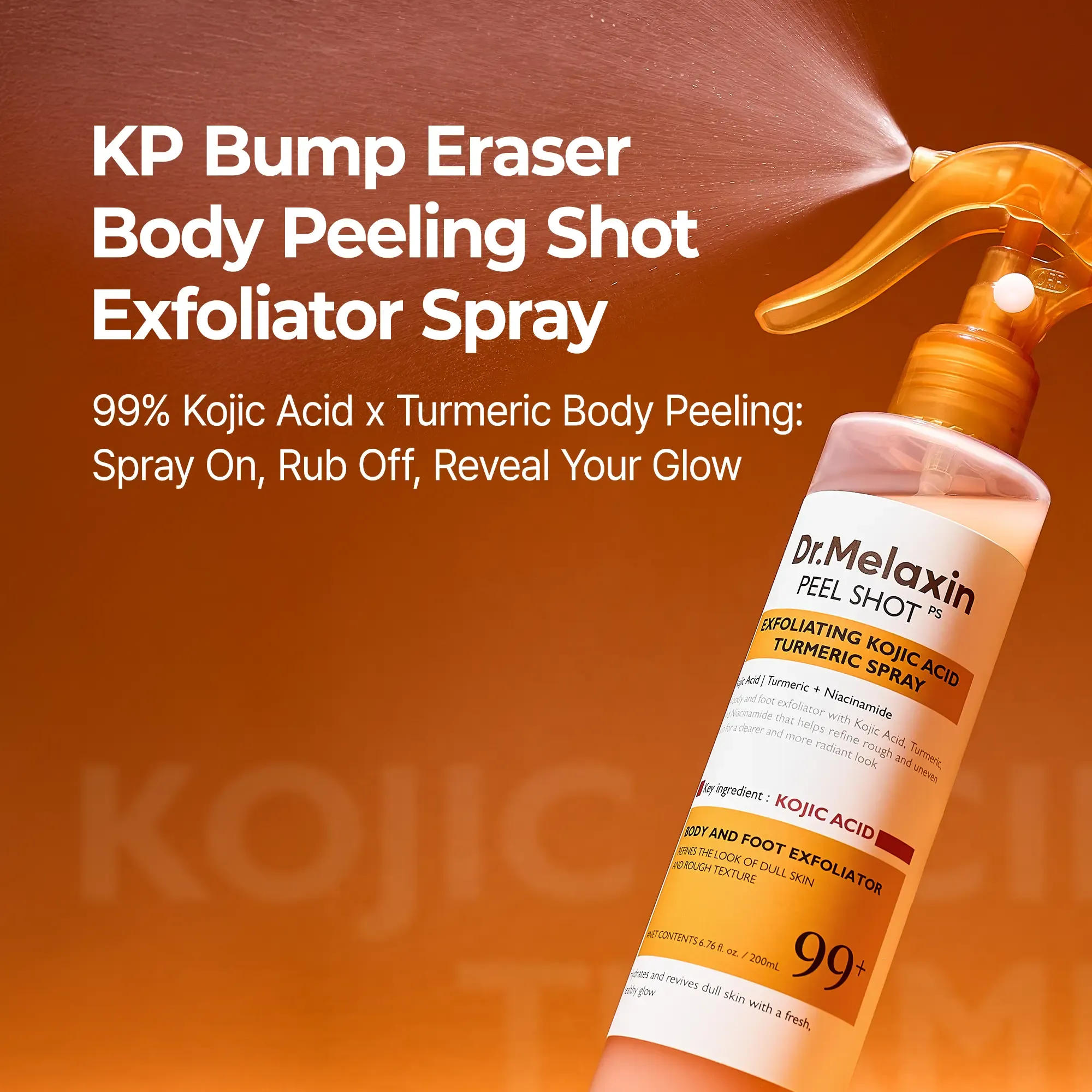 Dr.Melaxin Official Peel Shot Keratin Care Kojic Acid Turmeric Spray 200ml Pore Clearing Exfoliating Formula Skin Repair Scrub