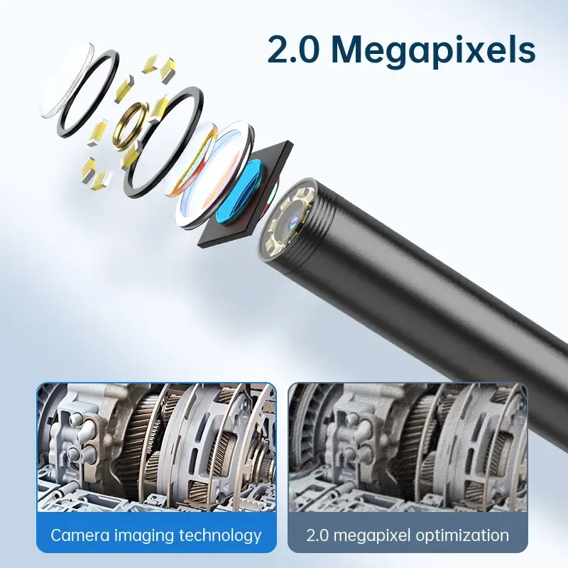 Endoscope Camera with Light, 1920P HD Borescope Tools with 8 Adjustable LED Lights, Endoscope with Semi-Rigid Snake Camera, Inspection Borescope for iOS and Android - 16.4ft Single Lens