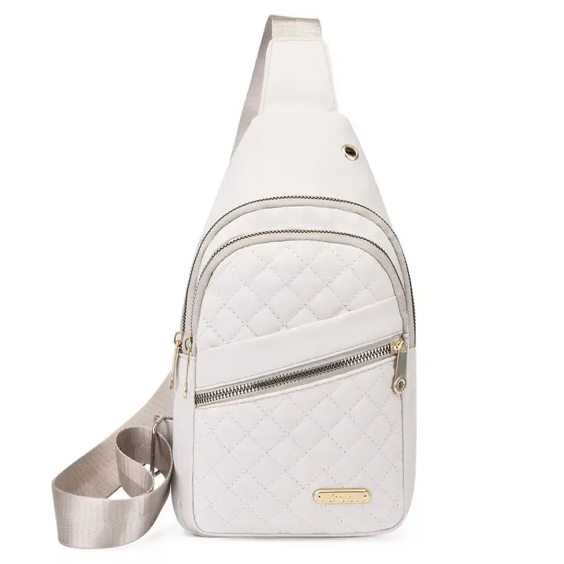 Solid color quilted Fanny bag with casual zipper chest strap waist bag, lightweight waterproof single shoulder crossbody bag, large capacity cycling chest bag, single shoulder crossbody bag, large capacity cycling chest bag, adjustable daily use sling bag