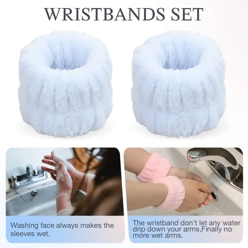 Fashionable women and girls' detachable hair bands H and wristbands, suitable for washing face, bathing, makeup and fixing hairstyles. Ladies' hair bands, elastic wristbands, hair clips.