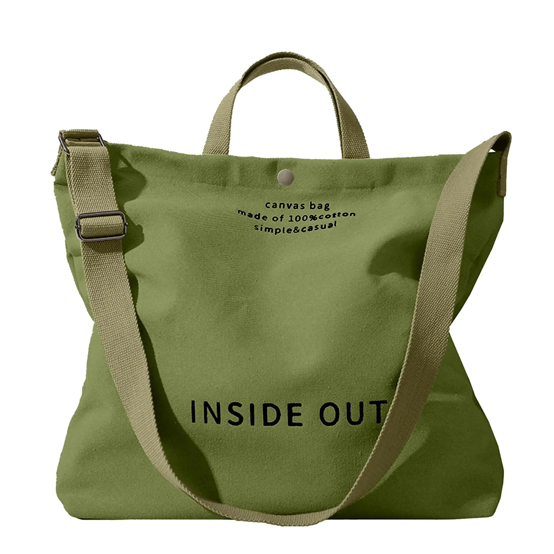 man and women's Canvas Tote Bag - Large Cotton Crossbody City Bag with Adjustable Strap, Multiple Pockets, Organizational Functionality
