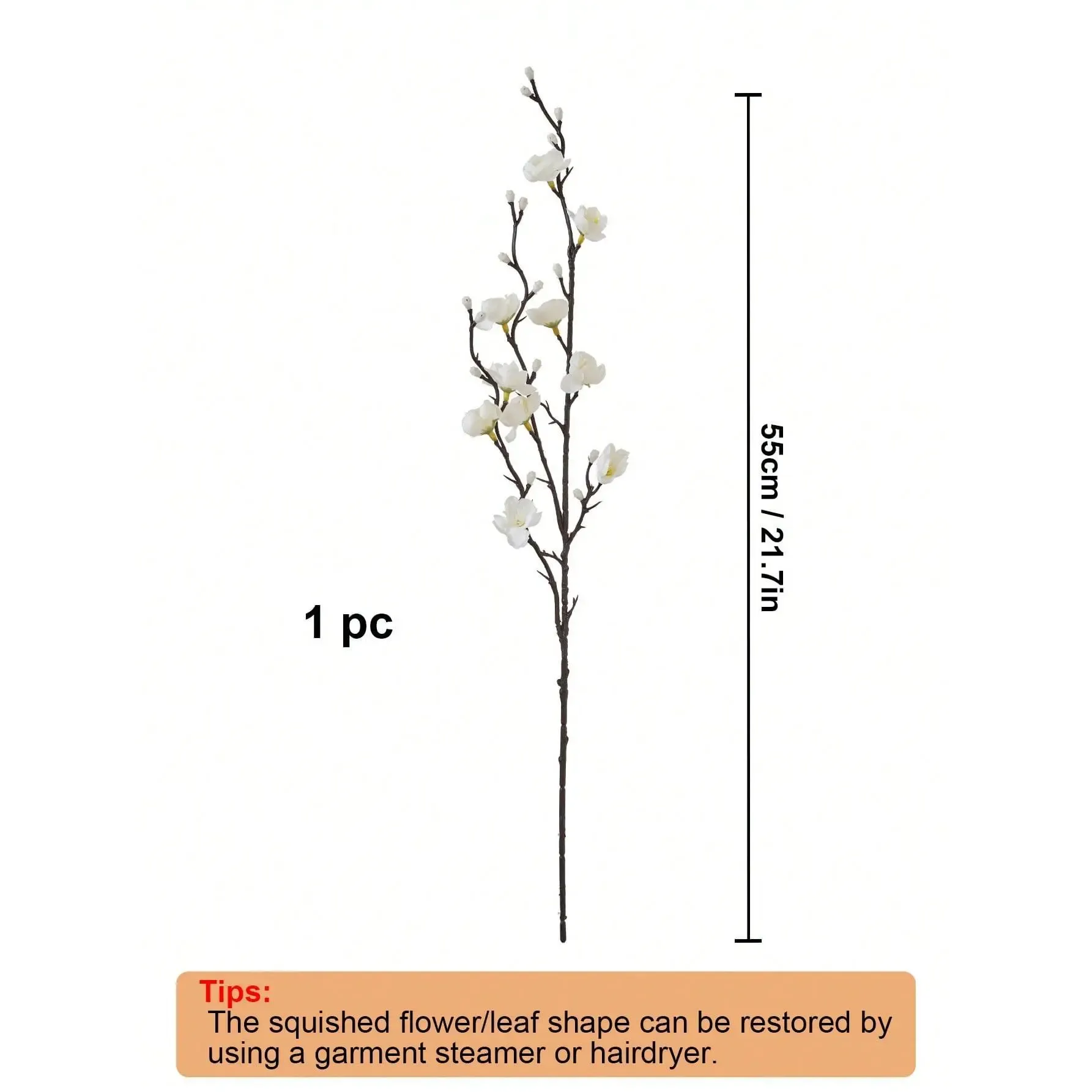 24Pcs- 21.7'' -Winter Artificial Flowers White Plum Silk Blossom 。Winter realistic flowers.Any beautiful interior needs it to brighten up life.