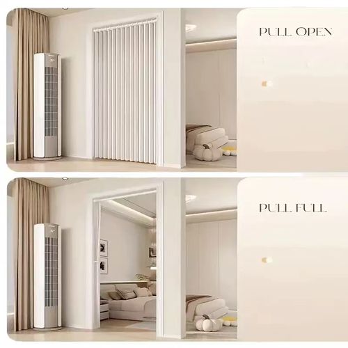 Foldable Pleated Door Curtain 100×200cm, Waterproof Mildew Resistant Imitation Linen Room Divider, Easy Install & Removable Washable Privacy Curtain