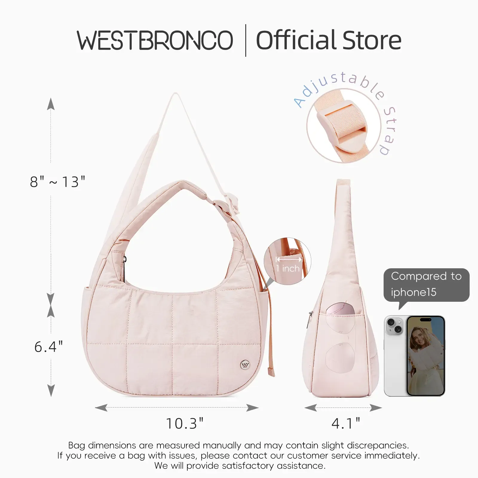 WESTBRONCO Crescent Shoulder Bag Viral Small Puffy Fashion Stylish with 2 Side Pockets Adjustable Strap for Women Waterproof Lightweight Travel Gym Dating Elegant Commuter Bag Purse for Summer Trendy Gift for Her Mom BackToSchool tiktokshopbacktoschool