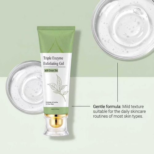 Green Tea Exfoliating Gel – Gentle Face & Body Scrub, Dead Skin Remover, Pore Purifying, Blackhead Control, Brightening & Hydrating, All-Skin-Type Daily Cleanser 100ml