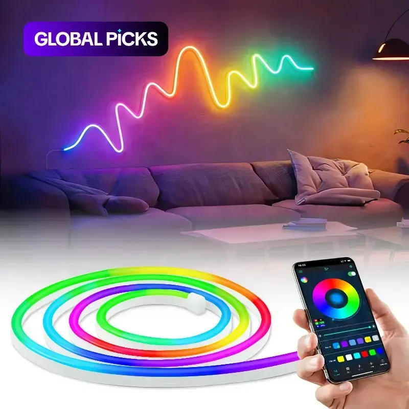USB-Powered RGB Color-Changing LED Strip Light with App Control, Ambient Backlight for TV, Computer, Bedroom & Living Room, Decorative Neon Accent Light, Smart LED Lighting, Multi Mode LED, Great Christmas Gift, LED Neon Lights  GLOBAL PICKS