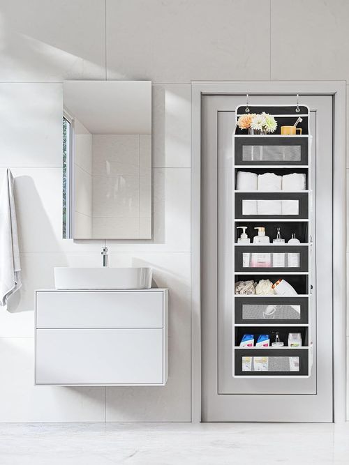 Over The Door Organizer Storage 6 Tier Hanging Organizer with 6 Large Pockets Clear Mesh Side Pockets Anti Tilt Design 44 lb Capacity Space Saver for Bedroom Bathroom Kitchen Pantry Food Storage, SummerWins  DealsForYouDays