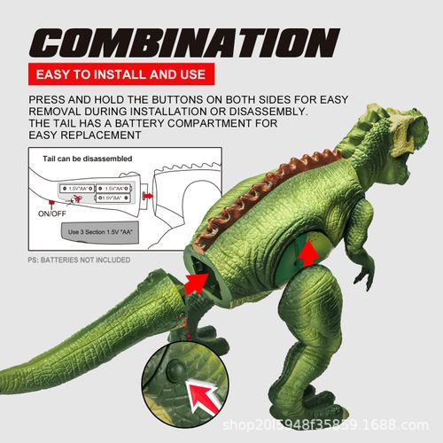 Remote Control Dinosaur Toy with Spray Mist Walking T-Rex LED Lights Roaring Sound RC Jurassic Dino for Kids Boys Girls Gift Interactive Play Engaging Fun