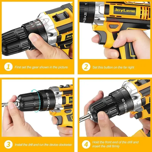 Cordless Drill Tool Set 21V Electric Power Drill with 2×2.0Ah Lithium-Ion Battery and Charger, 2-Speed Portable DIY & Home Toolbox Kit , Holiday gifts