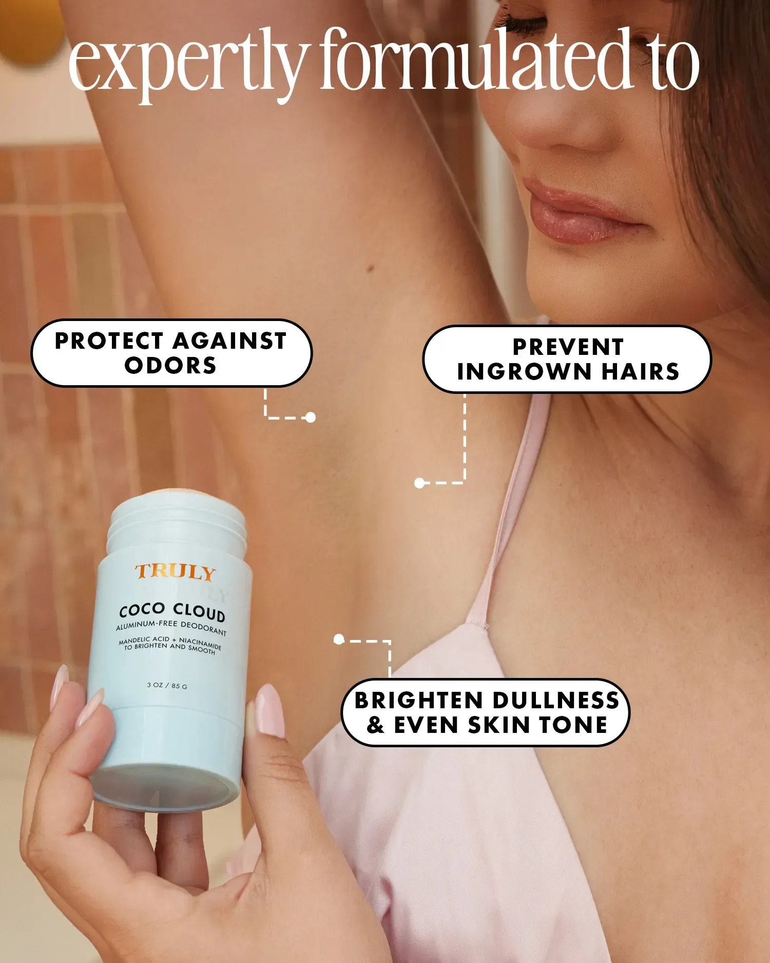 Coco Cloud Brightening & Ingrown Prevention Deodorant – Aluminum-Free Odor Protection with Mandelic Acid – Helps Fade Dark Underarm Spots and Discoloration – Long-Lasting Odor Protection – Gentle on Sensitive Skin – Soft Coconut & Vanilla Scent