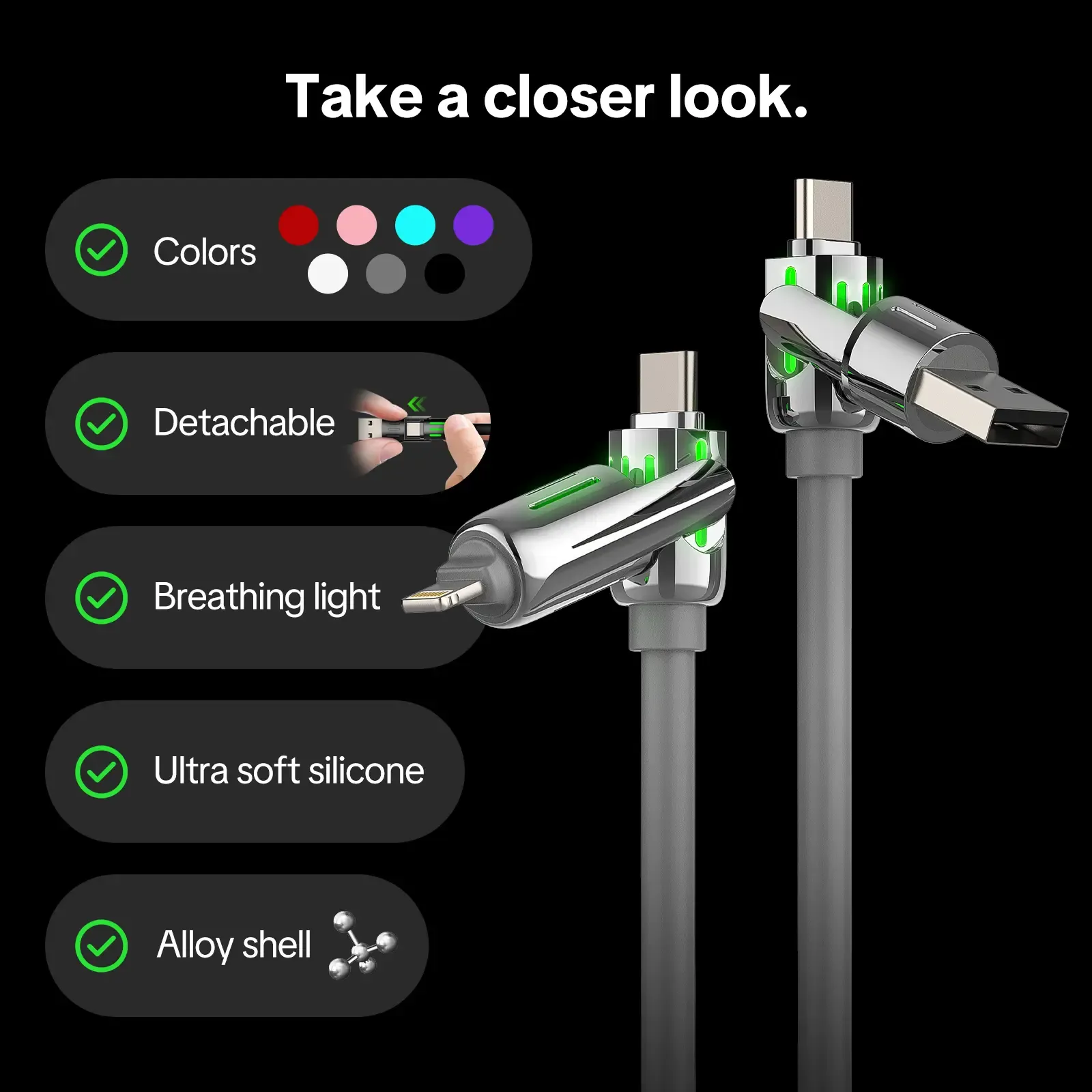 4-in-1 Multi USB Charging Cable  2pcs