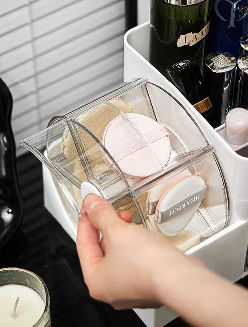 Rotatable Desk Organizer, Multi‑Grid Spinning Storage Box with Side Pen Holder, Desktop Makeup & Stationery Storage Case