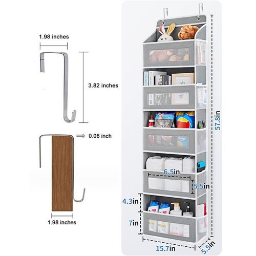 Over The Door Organizer Storage 6 Tier Hanging Organizer with 6 Large Pockets Clear Mesh Side Pockets Anti Tilt Design 44 lb Capacity Space Saver for Bedroom Bathroom Kitchen Pantry Food Storage, SummerWins  DealsForYouDays
