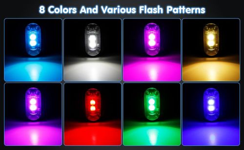 6pcs RGB Led Aircraft Strobe Light Remote Wireless Motorcycle Flash Light Warning Lights for Bike Car Multifunctional