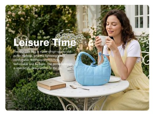 WESTBRONCO Crescent Shoulder Bag Viral Small Puffy Fashion Stylish with 2 Side Pockets Adjustable Strap for Women Waterproof Lightweight Travel Gym Dating Elegant Commuter Bag Purse for Summer Trendy Gift for Her Mom BackToSchool tiktokshopbacktoschool