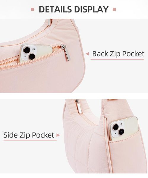 WESTBRONCO Crescent Shoulder Bag Viral Small Puffy Fashion Stylish with 2 Side Pockets Adjustable Strap for Women Waterproof Lightweight Travel Gym Dating Elegant Commuter Bag Purse for Summer Trendy Gift for Her Mom BackToSchool tiktokshopbacktoschool