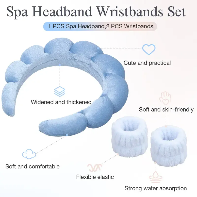 Fashionable women and girls' detachable hair bands H and wristbands, suitable for washing face, bathing, makeup and fixing hairstyles. Ladies' hair bands, elastic wristbands, hair clips.