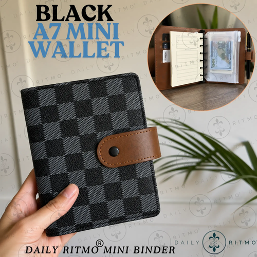 DAILY RITMO Mini Checkered Wallet A7 - Pocket Budget Planner with Money Stuffing Zippered Coin Pouch Envelopes, Wallets For Women, Checkered Adds Flair, Slim 1In Fits In Pockets, Checked Pattern Wallets, Mini Useful Gifts