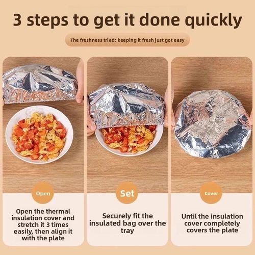 100PCS Disposable Aluminum Foil Food Covers, Kitchenware Cookware Accessory for Home Dining Table Food Containers, High-Quality Heat Retention and Freshness Preservation