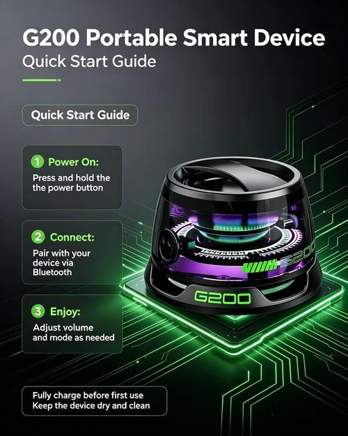 G200 Magnetic Bluetooth Speaker with RGB Light, 40mm Drivers, Bluetooth 5.3,Portable for Travel & C amping Adjustable Sound Volume