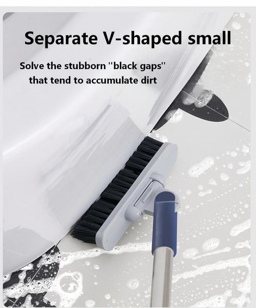 Heavy Duty 4-in-1 Rotatable Long Handle Floor Scrub Brush with Squeegee Blade - Adjustable Stainless Steel Handle, 360° Bristles, Smooth Multi-Surface House Cleaning Tool for Tile, Glass - Home Supplies