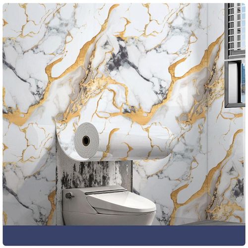 Tearable Waterproof Self-Adhesive Vinyl Wallpaper Film for Kitchen & Bathroom Countertops Easy to Clean Durable Heat-Resistant