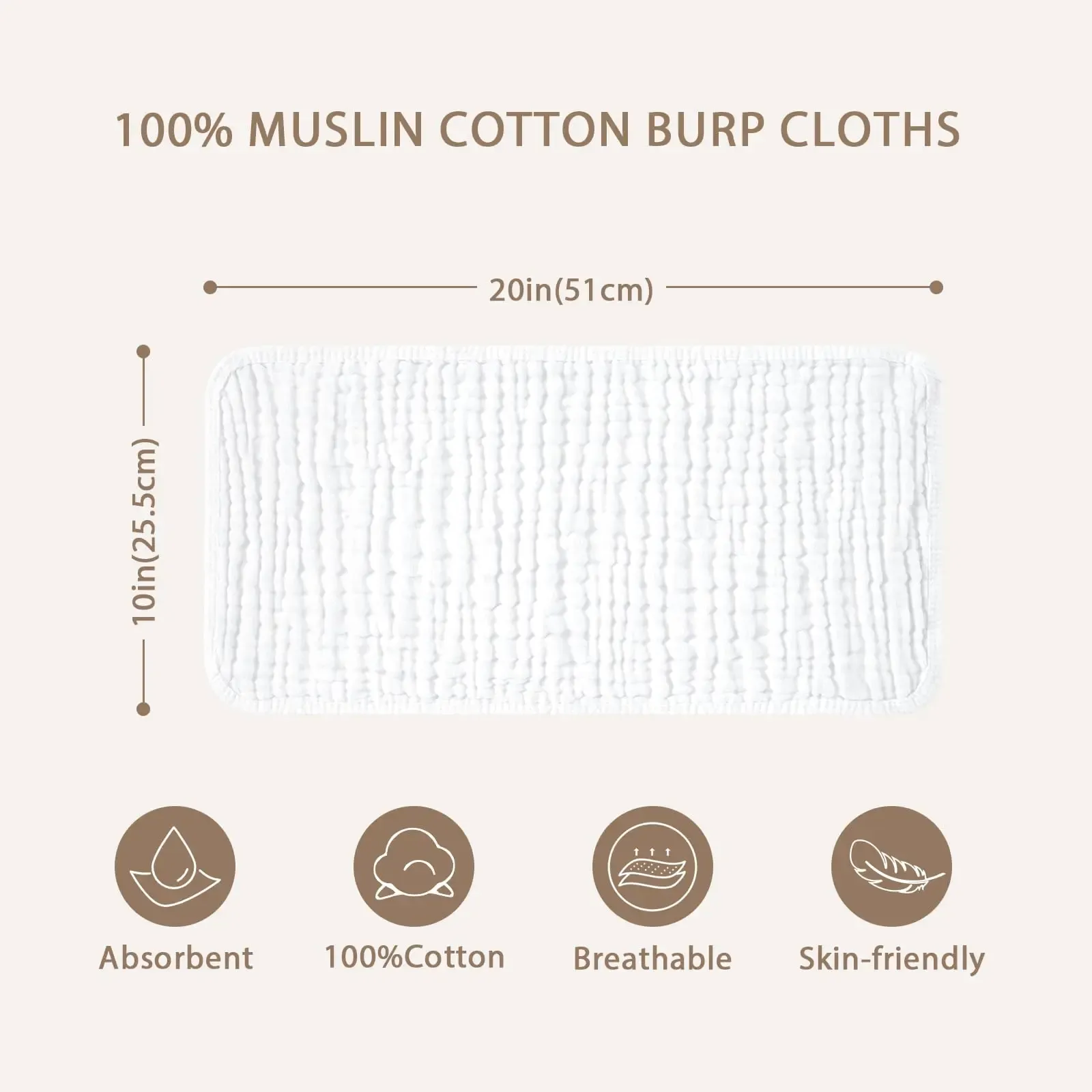 10Pcs Baby Registry Yoofoss Muslin Burp Cloths for Baby 10 Pack 100% Cotton Baby Washcloths for Boys Girls Large 20''X10'' Super Soft and Absorbent White