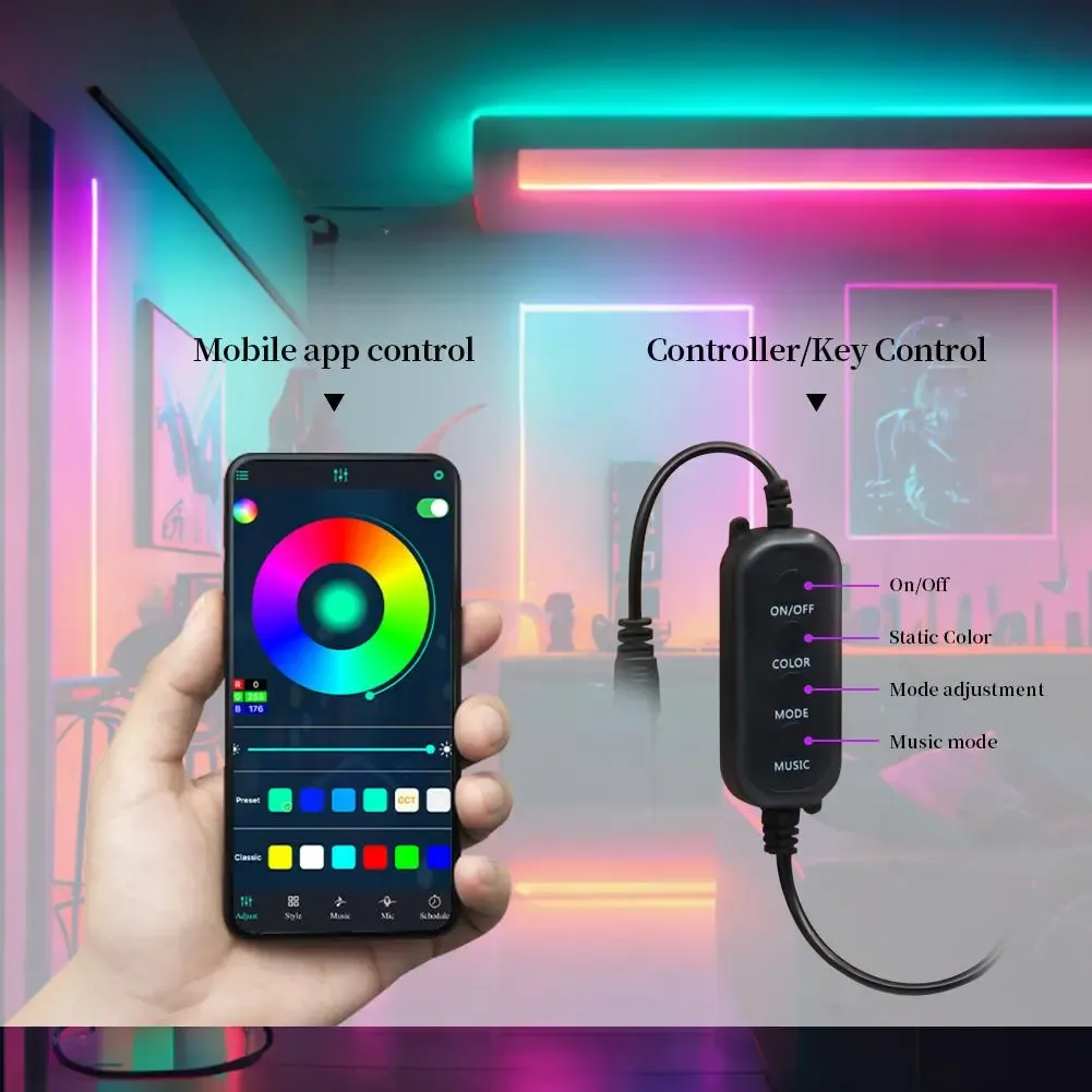 USB-Powered RGB Color-Changing LED Strip Light with App Control, Ambient Backlight for TV, Computer, Bedroom & Living Room, Decorative Neon Accent Light, Smart LED Lighting, Multi Mode LED, Great Christmas Gift, LED Neon Lights  GLOBAL PICKS