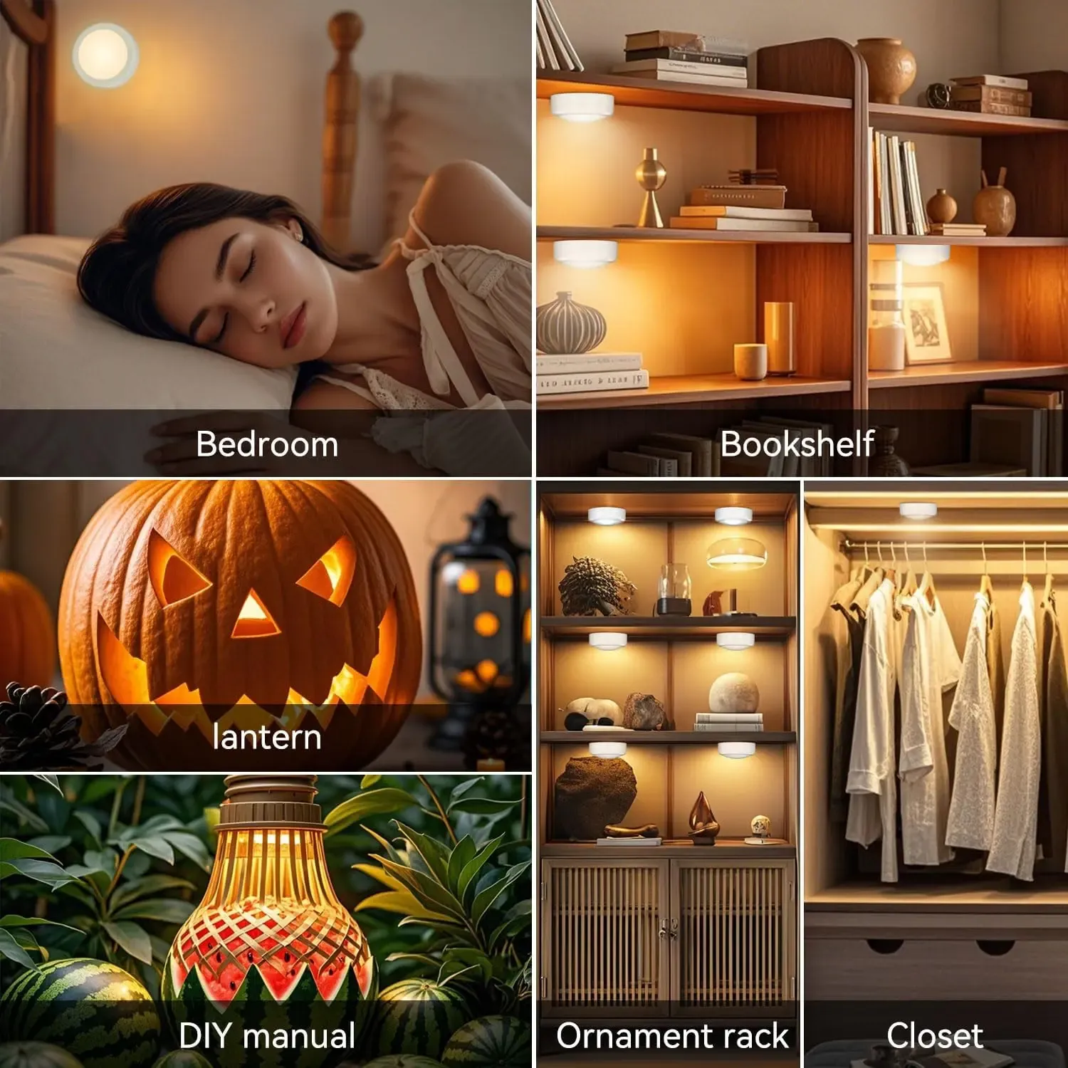 6 Pcs Cabinet Lights, Wireless LED Puck Lights, Battery Operated, Touch Light, Tap Light, Stick On Lights, Dimmable Under Cabinet Lighting for Kitchen Closets Garage Counter Wardrobe Bedroom