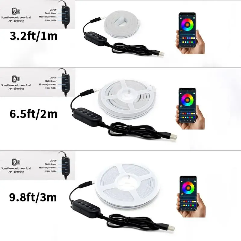 USB-Powered RGB Color-Changing LED Strip Light with App Control, Ambient Backlight for TV, Computer, Bedroom & Living Room, Decorative Neon Accent Light, Smart LED Lighting, Multi Mode LED, Great Christmas Gift, LED Neon Lights  GLOBAL PICKS
