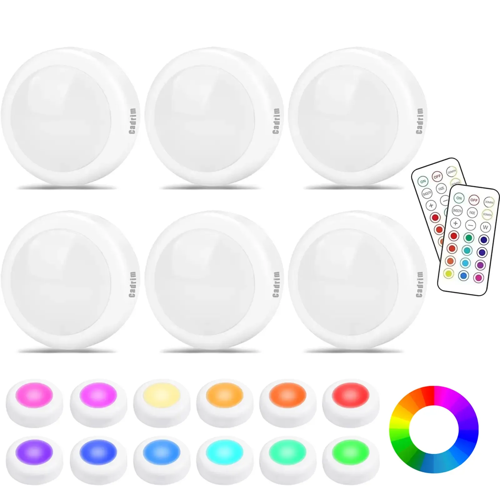 6 Pcs Cabinet Lights, Wireless LED Puck Lights, Battery Operated, Touch Light, Tap Light, Stick On Lights, Dimmable Under Cabinet Lighting for Kitchen Closets Garage Counter Wardrobe Bedroom