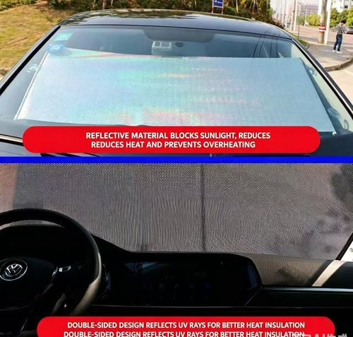 125×68cm Retractable Car Windshield Sunshade, Auto Roll Back Heat Insulation UV Protection Car Front Window Sun Shade