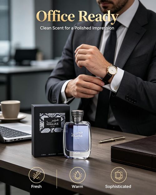 Hawas for Men Eau de Parfum 100ml 3.4 oz by Rassasi Men Perfume Fragrance, Long Lasting Aquatic Mens Perfume.