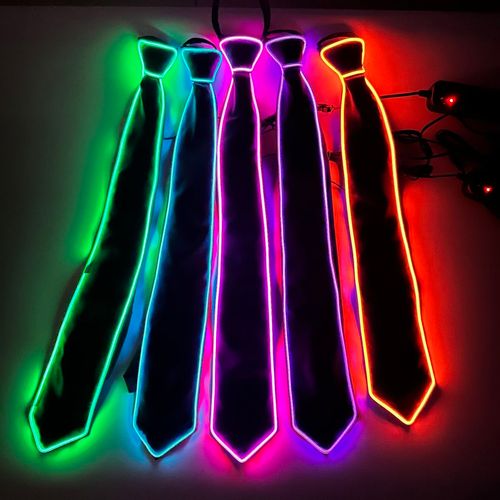 Battery-Powered LED Bow Tie & Tie Set | Long-Lasting Color-Changing Lights for Upscale Nightlife & Gala Events