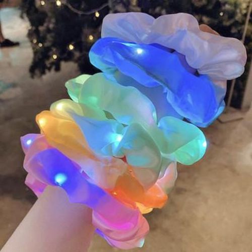 Rechargeable LED Glow Hair Tie & Headband Set | Light Up Hair Jewelry for Rave, Parties & Girls Night Out