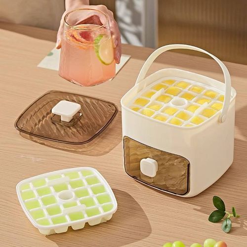 Handheld Box Ice Making Bucket with Lid Press Type High-value Grid Mold Food Grade Frozen