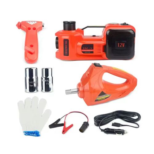 12V 5 Ton 3 in 1 Car Electric Hydraulic Floor Jack Electric Wrench Set LED Flashlight With Safety Hammer