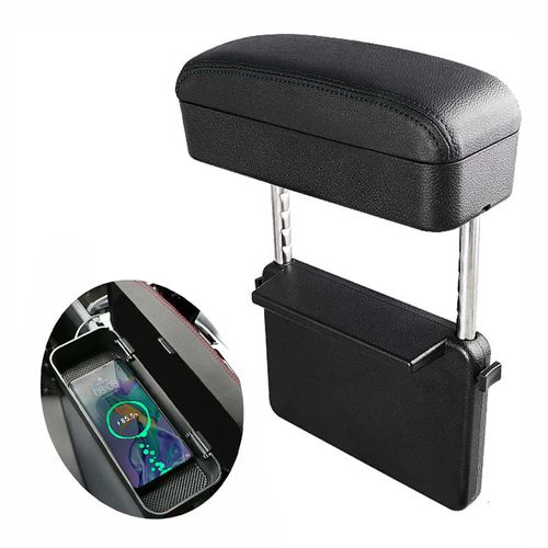 Universal Elbow Rest Arm Rest Pad Organizer Adjustable Height Car Armrest Storage Box with Wireless Charger