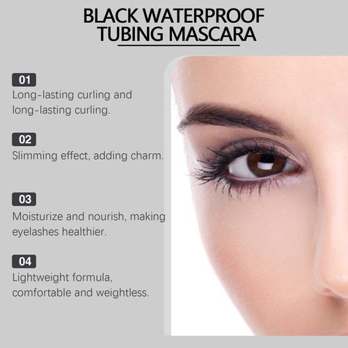 3D Black Mascara, Waterproof Smudge-Proof Curling Lash Makeup, Long Lasting No Clumping Eyelash Mascara