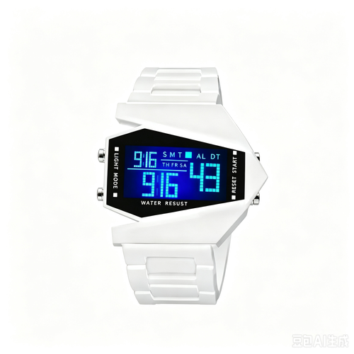 Aircraft-Style Digital Watch with Seven-Colour Flashing Light
