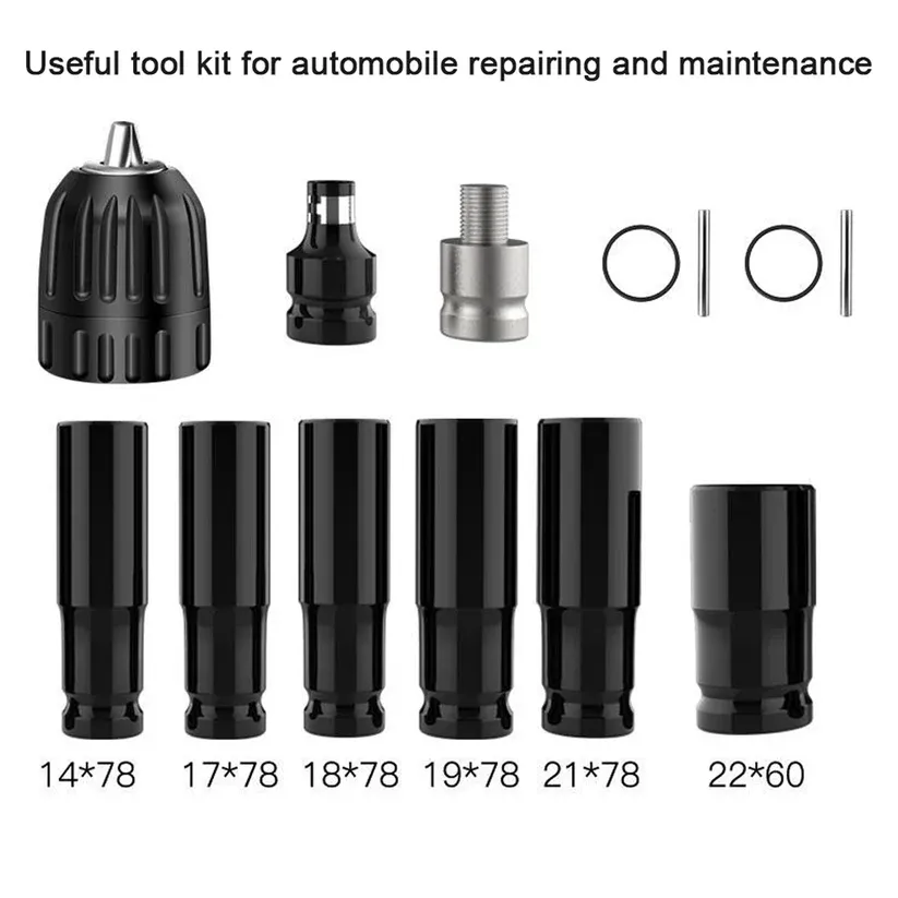 Electric Wrench + 2 Batteries + 13 Pcs  Impact Wrench Hex Socket Driver Bit Set
