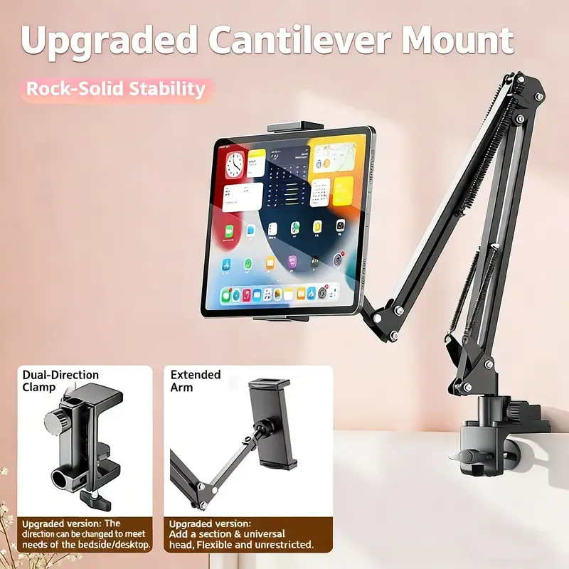 Tablet Stand,iPad Stand,Phone Holder,360-Degree Rotating Adjustable Metal Bed Frame for Tablet Desktop Suitable for iPad iPhone X iPad Pro 4.5-12.9-Inch Screen Smartphone Tablet Computers Kindle