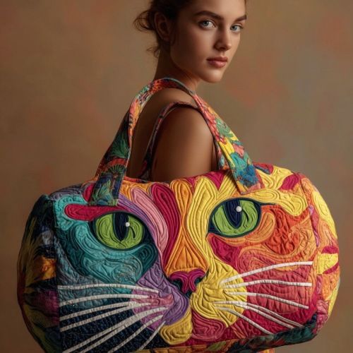Unisex Bohemian-style quilted weekend travel bag.a versatile, lightweight, and comfortable carry-all featuring a 3D print and a hippie-inspired design—suitable for travel or the gym.